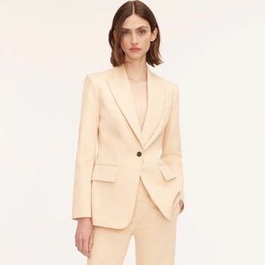 REBECCA TAYLOR Sz 6 Blazer Cotton Peak Lapel Contrasting Buttons NEW WITH TAGS